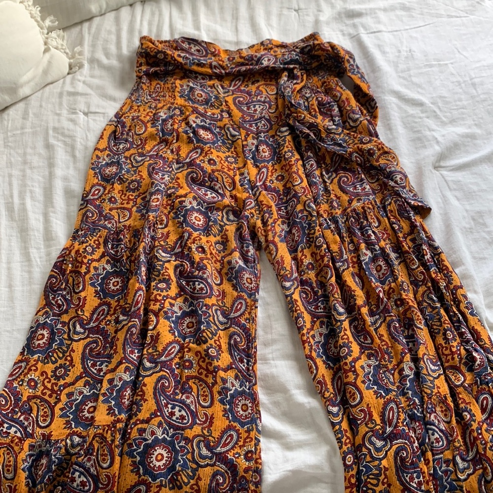 Free People Wide Leg Paisley Pant